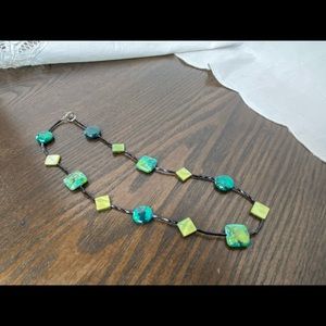 New Artistry Handcrafted Authentic Jade Stone Beaded Necklace Turquoise Teal